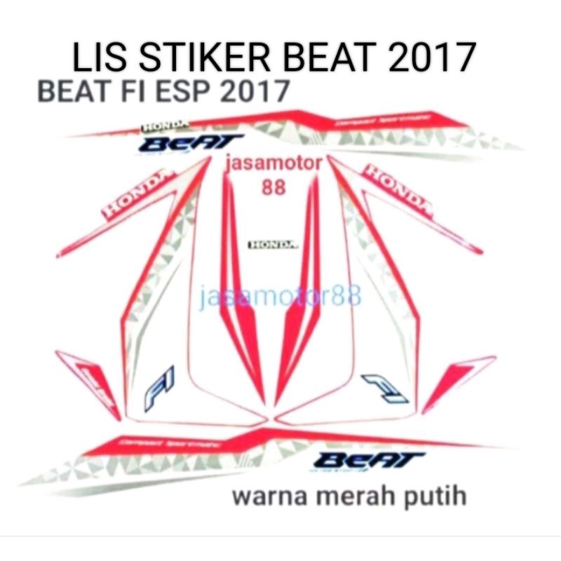 LIS BODY STIKER BEAT FI ESP 2017 WARNA MERAH PUTIH