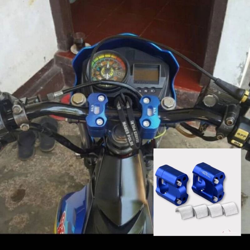 Paket stang RZR plus raiser stang biru cnc motor satria fu karbu dan fi injeksi rx king pnp