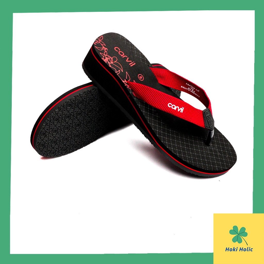 Sandal Carvil Agatha - Sandal Wedges Wanita Tali Carvil Original