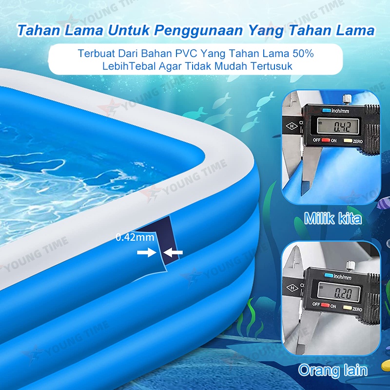 【Pertukaran Gratis】Kolam Renang Anak jumbo 3 Rings dan Bayi Tiup Karet Besar Family Inflatable Swimming Pool Luar Ruangan 305cm/260cm/200cm