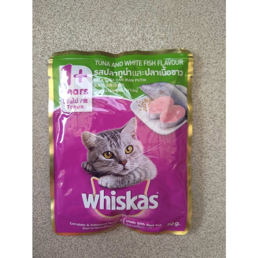 Whiskas Tuna White Fish Adult Cat Wet Food Pouch 85gr