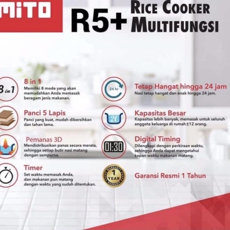 TERMURAH W8633 (GARANSI RESMI) Ricecooker Mito 8 in 1 R5 Plus R5+ Rice Cooker Digital ㄼ