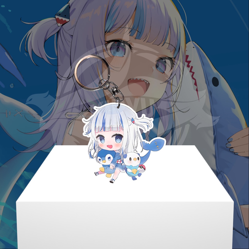 Gantungan Kunci Vtuber Gawr Gura - Ganci Akrilik - Keychain Acrylic