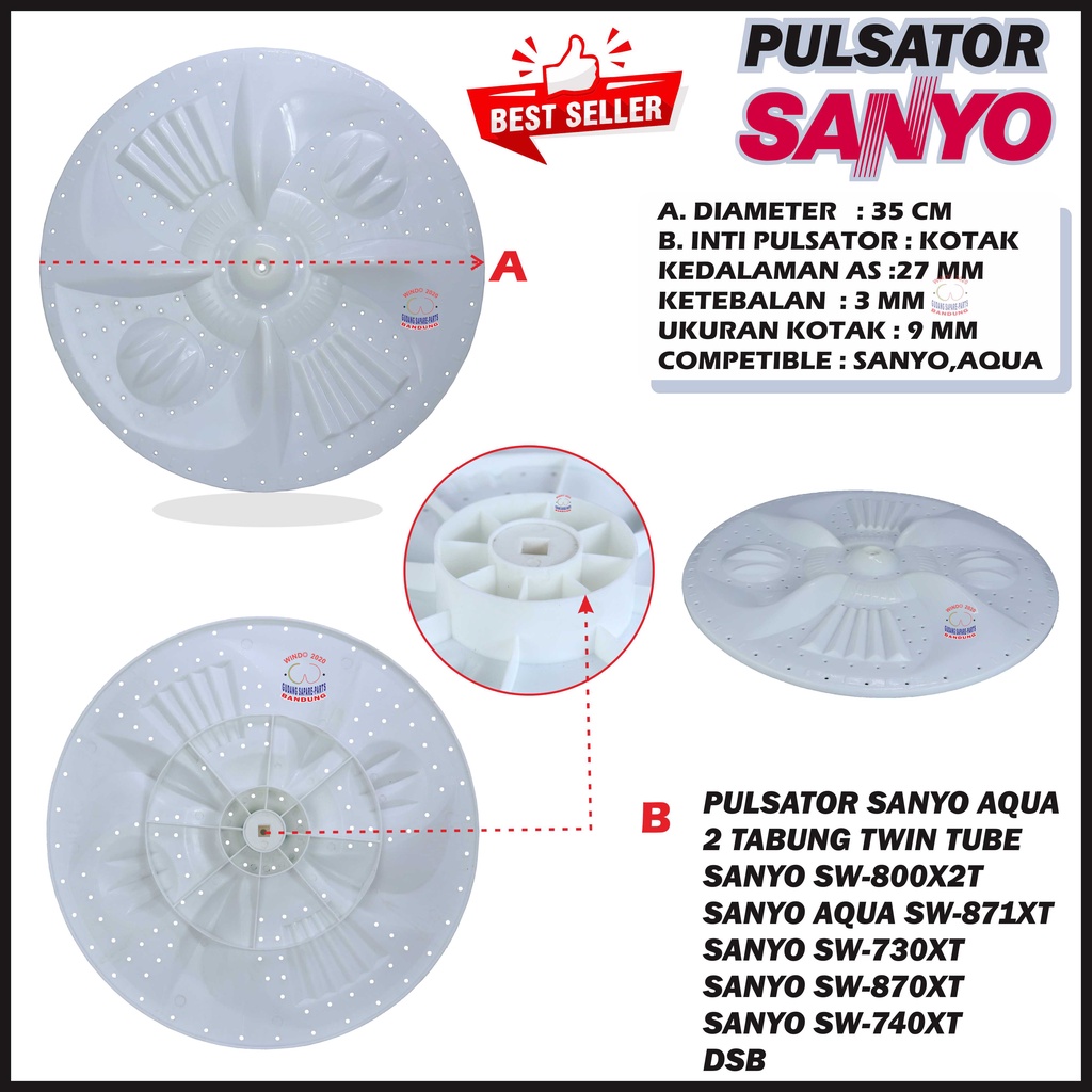 PULSATOR MESIN CUCI SANYO AS KOTAK | PULYSATOR | PULSALATOR | DIAMETER 35CM