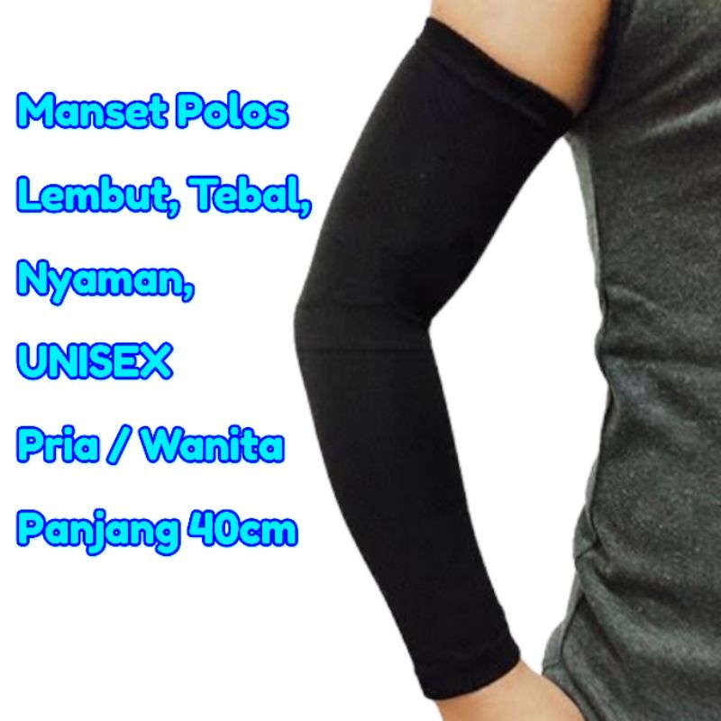 4 Pasang Deker Tangan Hitam Tebal Manset Tangan Panjang 40cm Outdoor Activity Handsock polos / Manset polos lengan panjang / Handsock tanpa lubang jempol