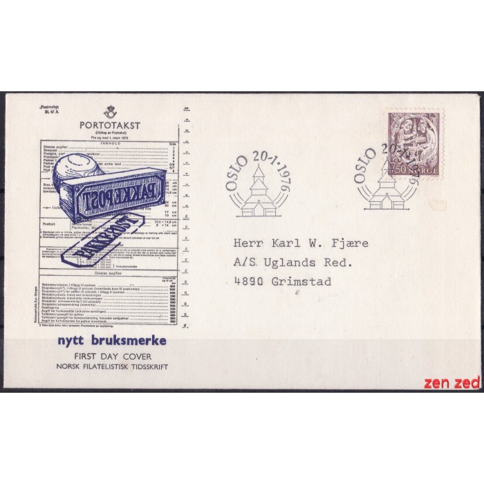 

A198 Perangko FDC SHP Norwegia 1976 Churches 1 Pcs