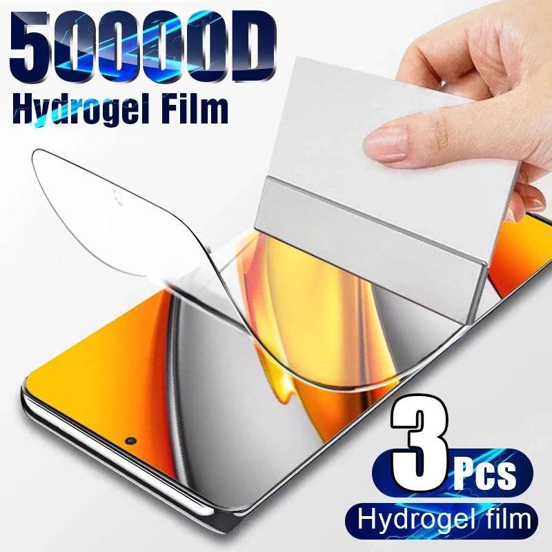 3pcs Film Pelindung Layar Hydrogel HD Untuk Xiaomi Poco X3 M3 F3 M4 M5 M5s Pro NFC 5G Redmi Note 7 8 8T 9 9s 10 10s 11s 8A 9A 9T Pro