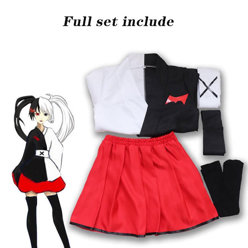 Danganronpa Monokuma Cosplay Pinafores Kimono Gaun Lolita Perempuan Wig Anime Cosplay Pesta Kostum Halloween untuk Wanita