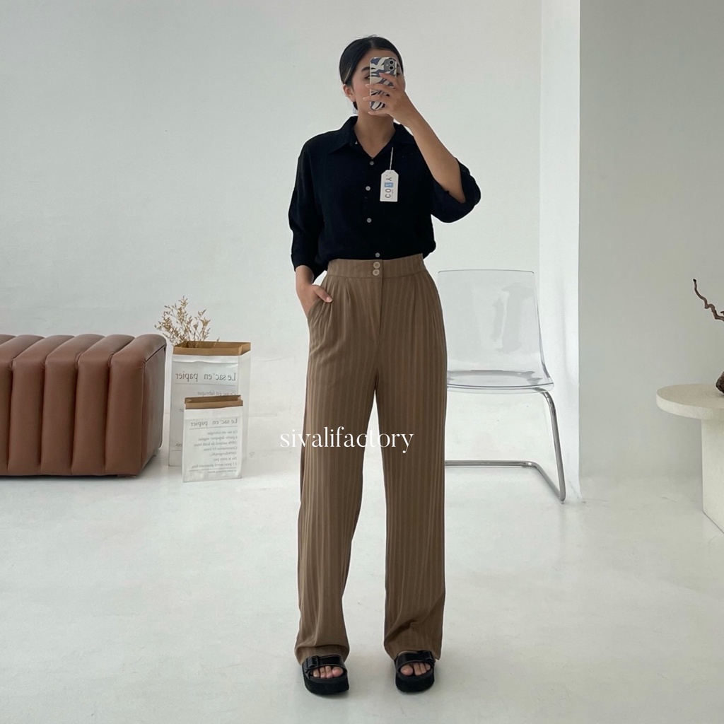 SIVALI Hailey Pants - Celana Kulot Highwaist Knit Tebal - Celana Wanita - Cullote Pants