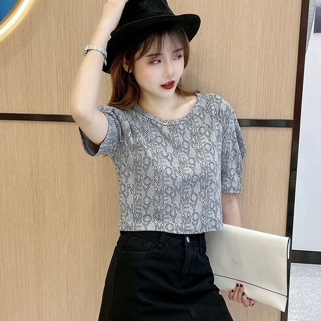 【Blossom】Puff Sleeve Printing Soft T-Shirt  7191