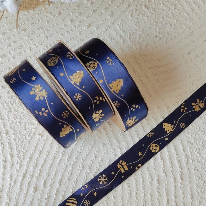 

(Harga PER ROLL) Pita Satin Natal Pita Natal 2,5cm pita kado natal