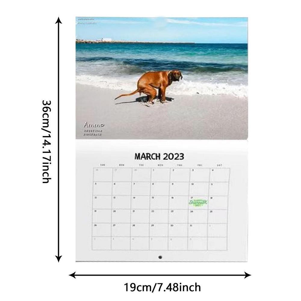 R-flower Dog Pooping Wall Calendar 2023gag Gift Dekorasi Perlengkapan Rumah Hiasan Penyembuhan Pooches Calendar