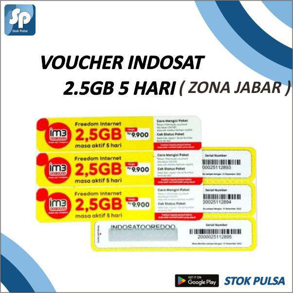 Voucher Kuota Indosat Freedom HARIAN 2,5GB 5 Hari ZONA JABAR & JATENG