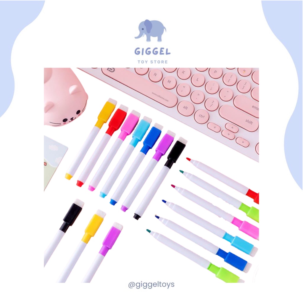 [ Giggel ] SMALL WHITEBOARD PEN / Spidol Penghapus Tinta Hitam / Dapat Dihapus / Wipe and Clean / Whiteboard Market