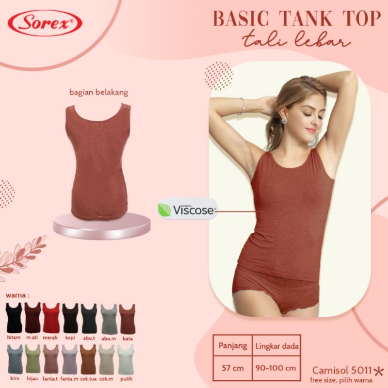 Camisol kamisol Sorex  5011 (Viscose)basic tank top tali lebar