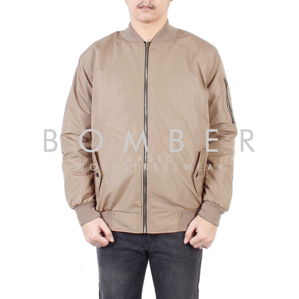 TURUN HARGA ! Jaket Bomber Outdoor Taslan Polos Anti Air Casual Pria Original Wolv / Jaket Bomber