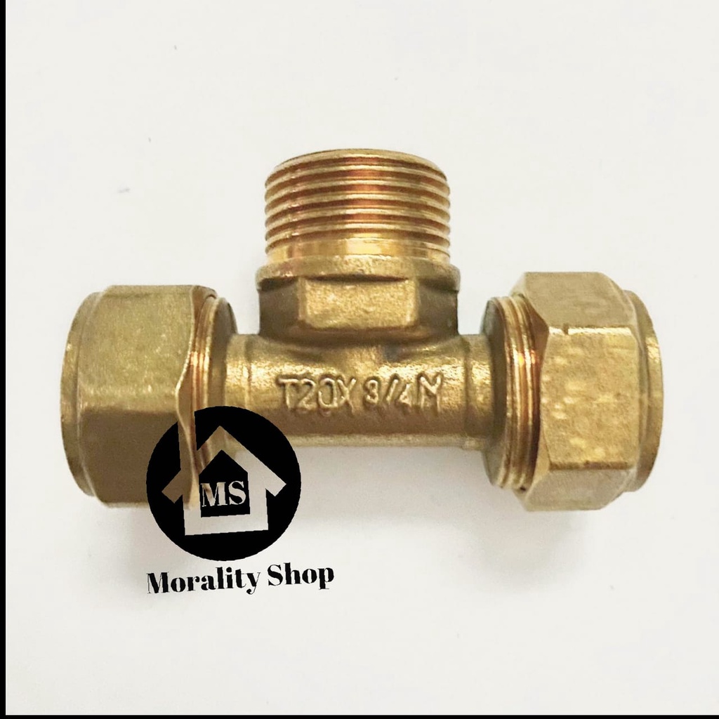 Nepel T Elbow Sambungan pipa air panas Kuningan 1/2&quot; 3/4&quot; TPPL-Nepel Tee Pipa air Brass Fitting Tee Elbow Water Heater