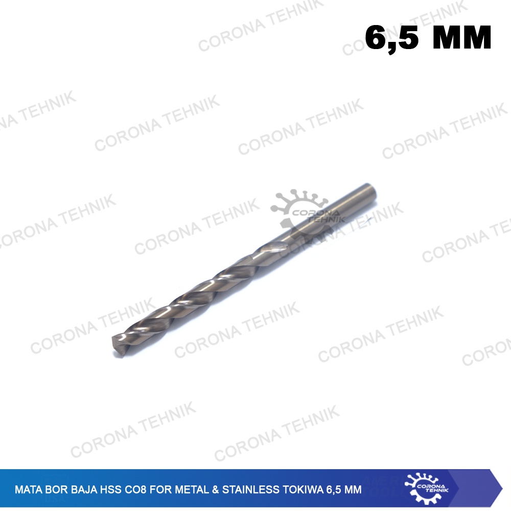 6,5 mm - Mata Bor Baja HSS Co8 For Metal &amp; Stainless Tokiwa