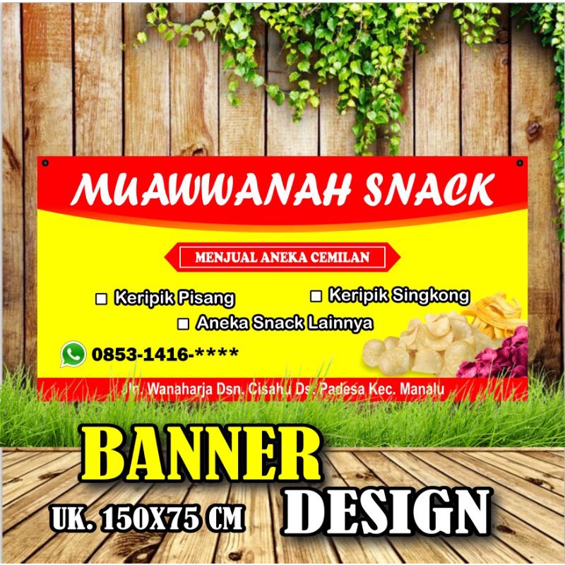 Spanduk Banner Backdrop jualan aneka makanan ringan  snack