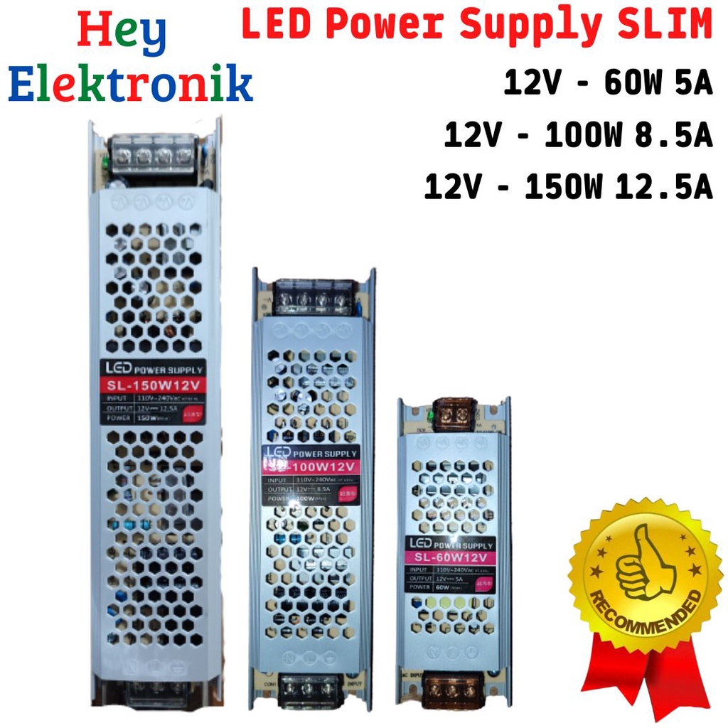 Trafo Power Supply Slim 12V 5A 8.5A 12.5A