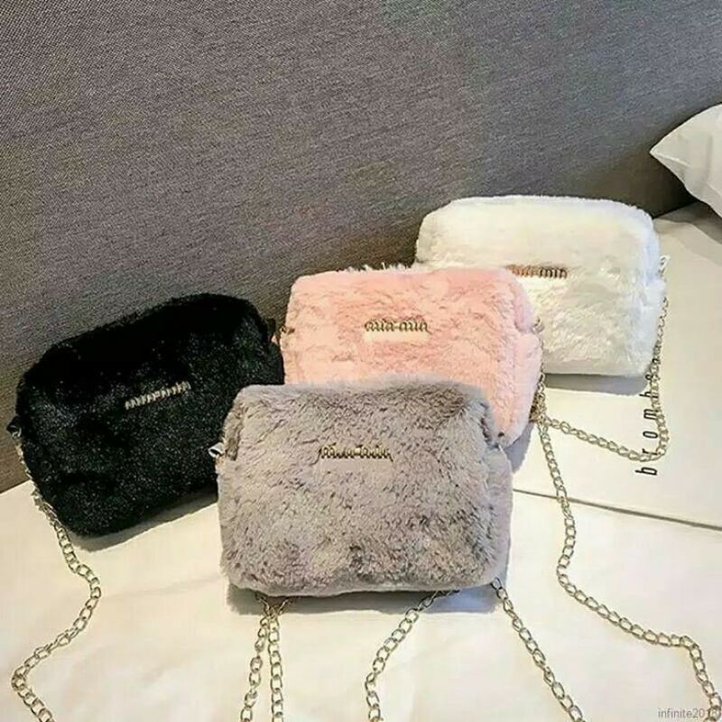 Tas Selempang Wanita MK | Tas Selempang Bulu Import Korea  | Murah Bisa COD