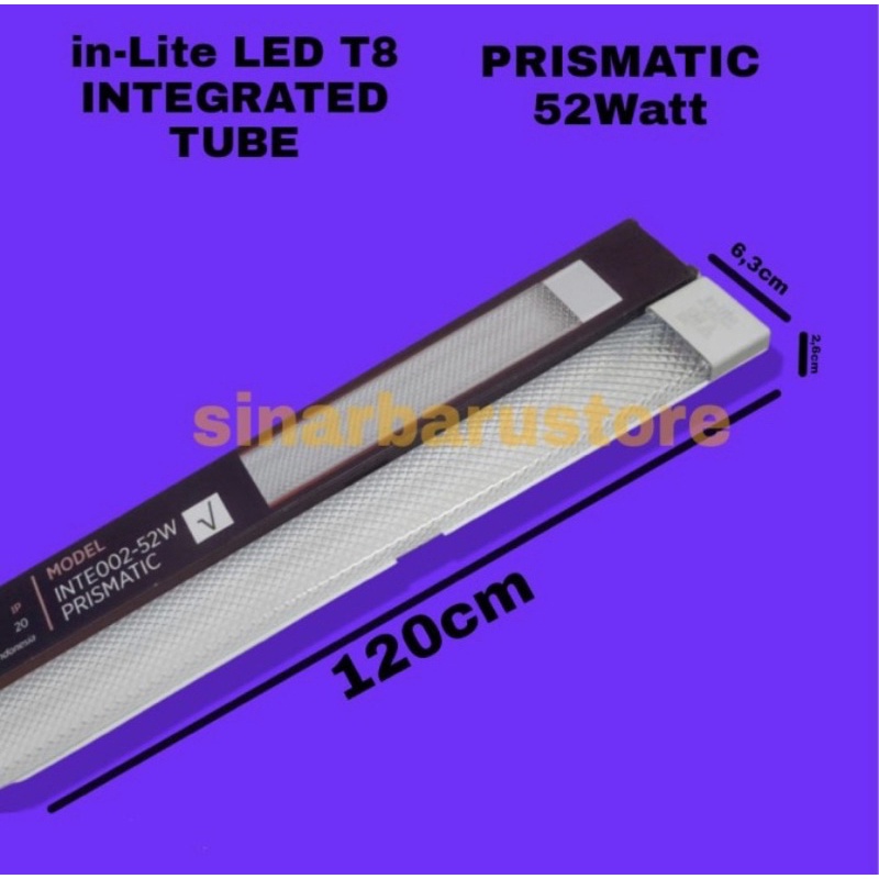 Lampu LED T8 Integrated Tube Prismatic Inlite 52 Watt Putih