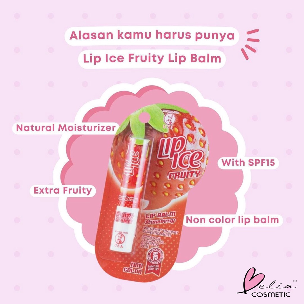 ❤ BELIA ❤ LIP ICE Sheer Color Lip Balm 2.2g | Fruity Lip Balm | Lip On Lip Velvet Matteness | Lipbalm pelembab bibir warna pink natural alami | BPOM