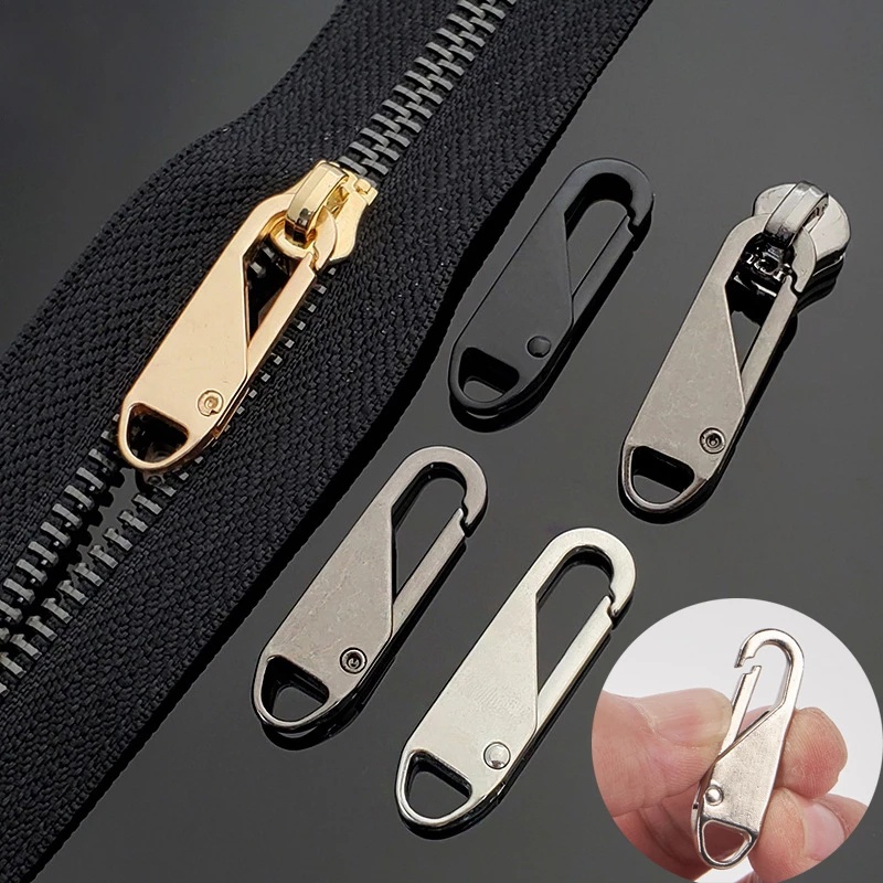 2 Pcs Universal Paduan Seng Ritsleting Tarik Kepala DIY Tangan Dijahit Aksesoris Pakaian Dapat Dilepas Logam Ritsleting Kepala Perbaikan Kit Zipper Slider