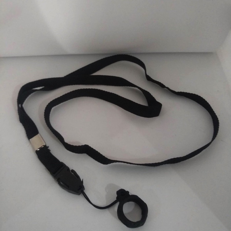 LANYARD KECIL PLUS KARET - LANYARD HITAM - TALI GANTUNGAN