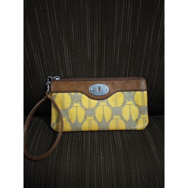 FOSSIL Key Per Wristlet Coated Canvas wristlet wallet pouch
