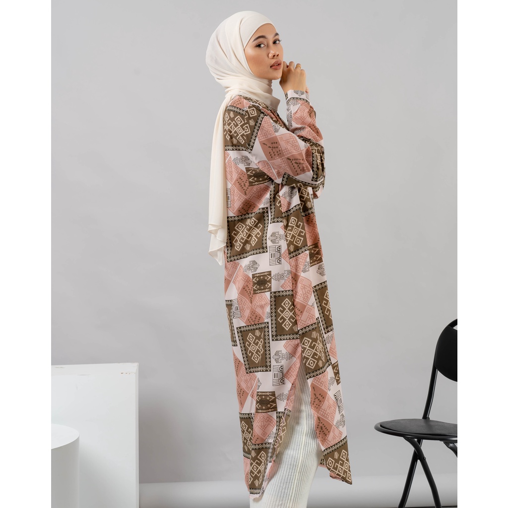 MIDI DRESS TUNIK MOTIF ETNIK HYEJIN WOLFIS PREMIUM SHIRT B542 CO