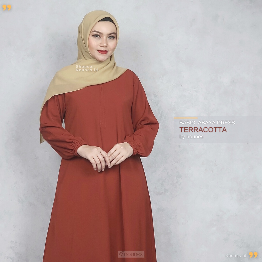 Nounes Basic Abaya Dress Vol 2 - Warna baru Gamis Daily Polos Wanita Busui Friendly Inner Wolfis Grade A  Size S M L XL Jumbo XXL LD 98 104 110 120