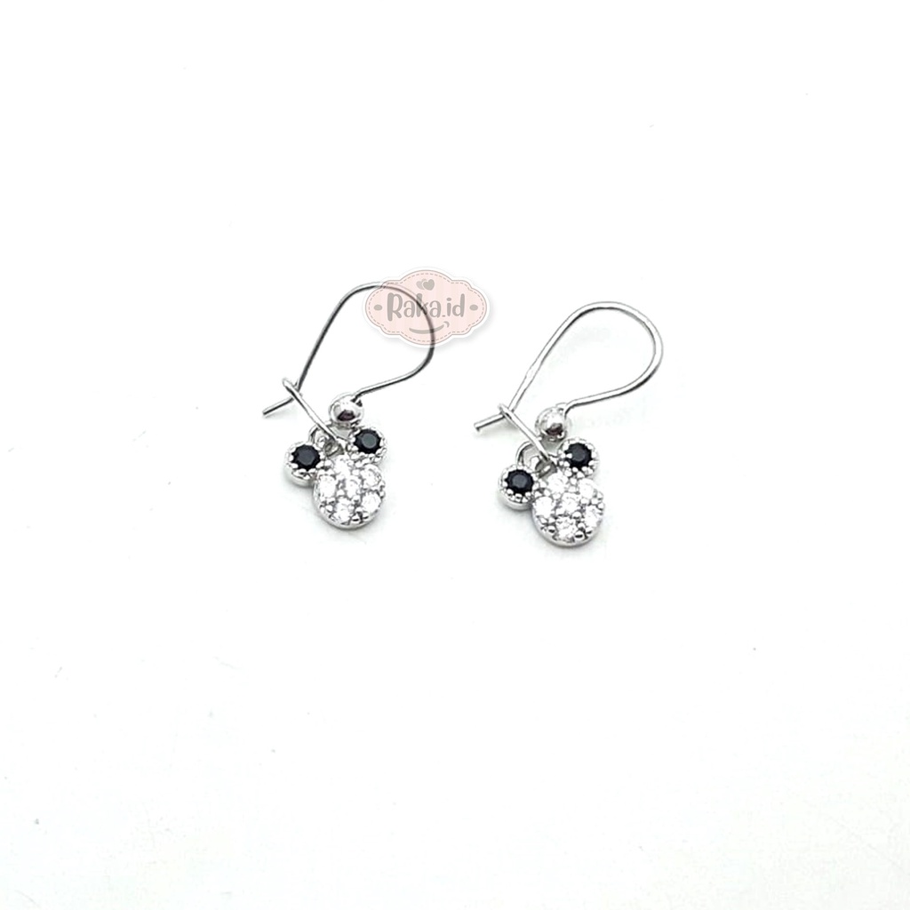 Anting Clip / Klip Mickey Hitam Putih Perhiasan Aksesoris Wanita 644