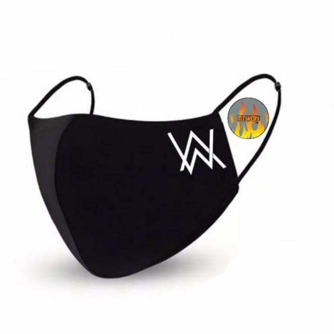 Masker kain 3 lapis ALAN WALKER dj black earloop 45-mtwon Juara