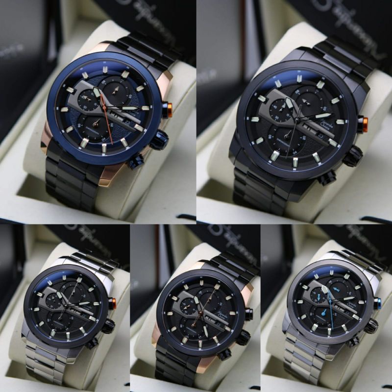 Alexandre Christie AC6559 Jam Tangan Pria Original AC 6559 Rantai & Kulit / 6559 Original