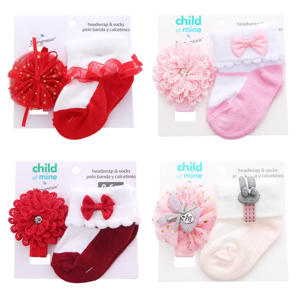 Set Bandana &amp; Kaos Kaki Bayi 2in1 (1 Set = Bandana + Kaos kaki)