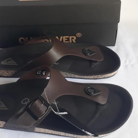 SANDAL QUICKSILVER ORIGINAL SANDAL PRIA SANDAL KULIT SENDAL SANTAI - Cokelat, 39