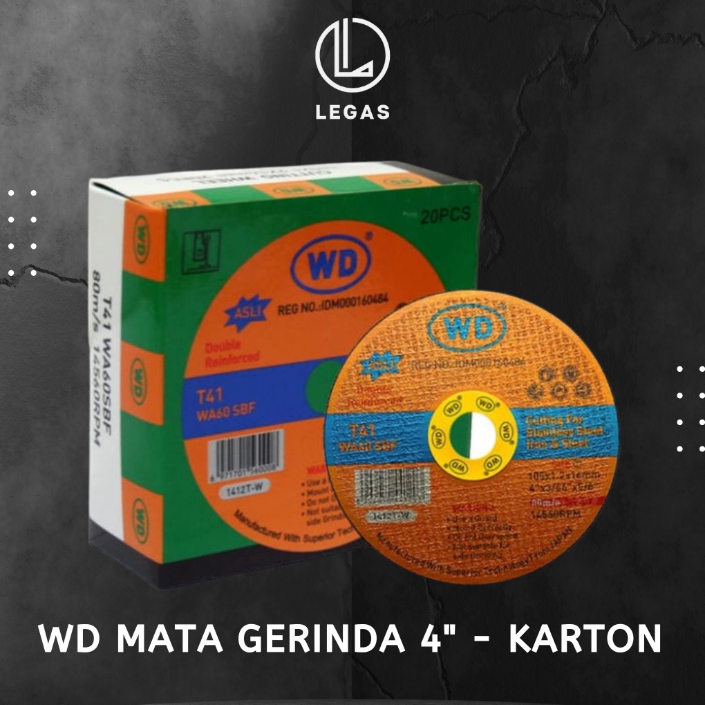 Batu 1 BOX WD Potong Gerinda Asli Original WD 4" Murah / WD BATU POTONG 4X1.2MM - BATU GERINDA 4" -