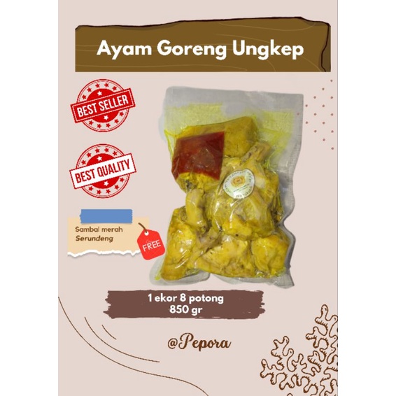 

Ayam ungkep bumbu kuning / ayam frozen / praktis tinggal goreng / free sambel merah dan serundeng