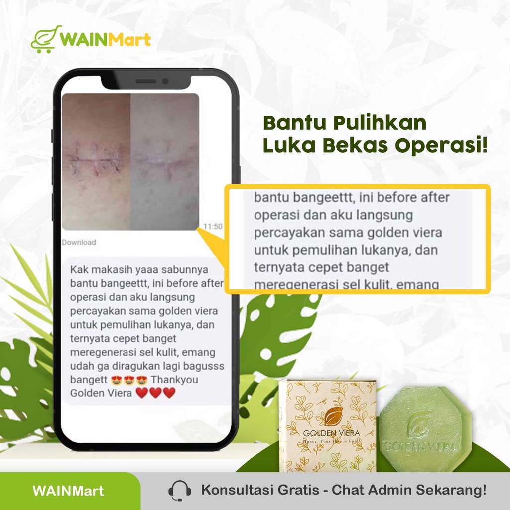 Golden Viera Sabun Herbal Kesehatan BPOM Cerahkan Kulit Natural Sembuhkan Luka Samarkan Bekas Luka dan Jerawat