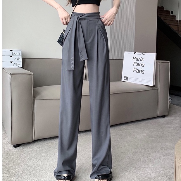 Celana Pants Wanita Highwaist Oversize Lurus Casual Pants