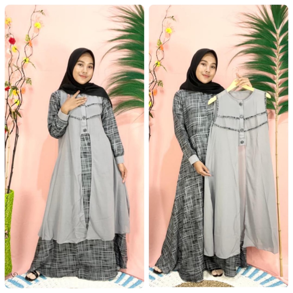 LANGSUNG KIRIM GAMIS KOTAK-KOTAK PLUS BLAZER CERUTY PISAH// GAMIS SAKILA //OUTER CERUTY BEBYDOLL//BUSUI