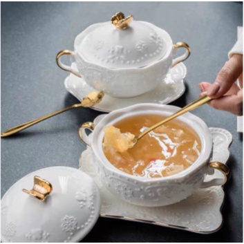 

Jual White Royal Dessert Bowl Set / Piring Saji Dessert / Mangkuk Soup Gold Murah