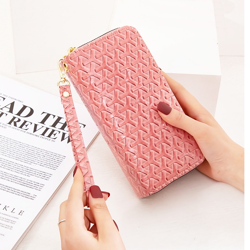 DOMPET PANJANG REMAJA KEKINIAN WANITA IMPORT WA604P3 2 RESLETING KULIT PINK RAUNA MUAT HP BRANDED KOREA KARTU KOIN TALI PENDEK PREMIUM BATAM SIMPLE LUCU