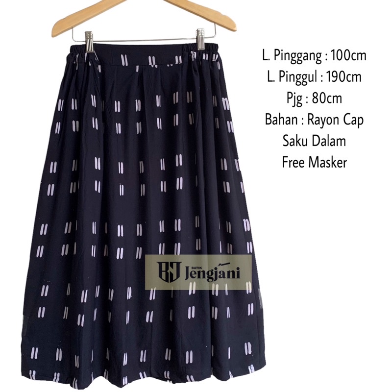 Rok Camelia | Rok Batik Jumputan Shibori Handmade | Rok Rayon Cap