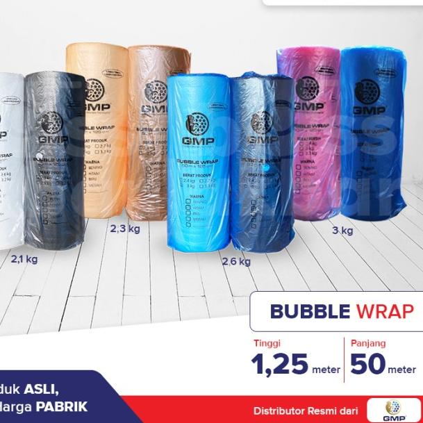 

Bubble Wrap GMP 125 cm x 50 meter Hitam Bening Merah Biru - HITAM, 2,1 Kg