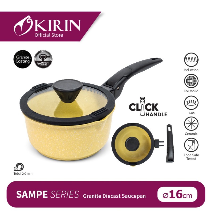 Kirin Sampe Series Wajan Anti Lengket Granite Saucepan 16 cm Sauce Pan 16cm Click Handle