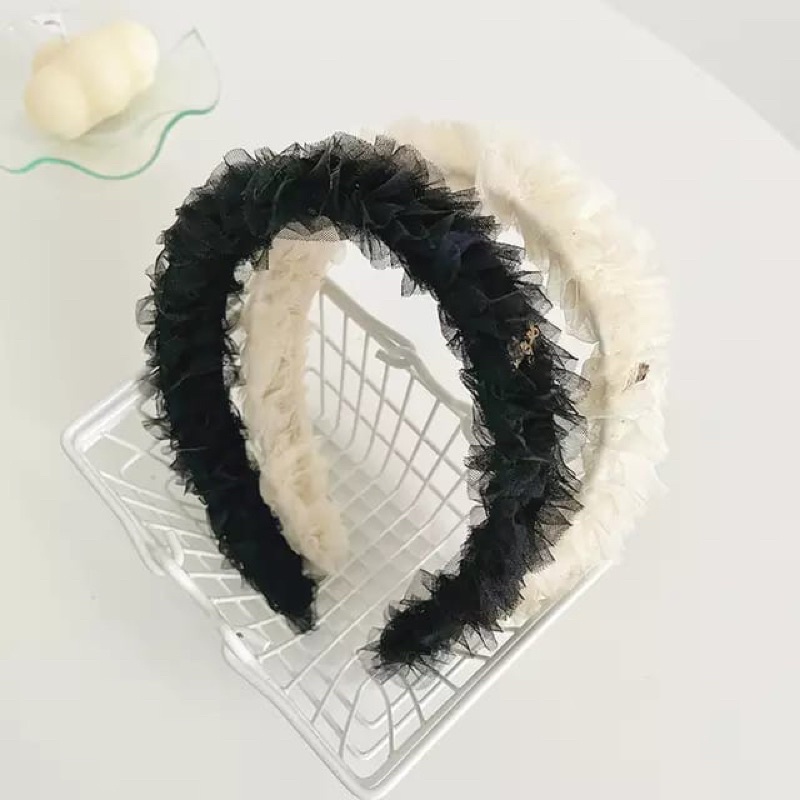 Bando Korea Bandana Lebar Anti Slip Wanita Import Aksesoris Rambut Bando Rambut Lace Kriwil Angel Sweet Korea Style