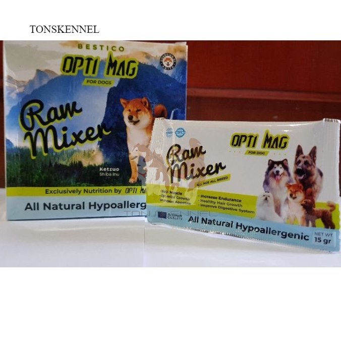 OPTI MAG RAW MIXER PER SACHET NATURAL SUPPLEMEN VITAMIN UNTUK PUPPY ANJING OPTIMAG Bukan Nutri Gel Furiderm Nutriplusgel Nutrigel