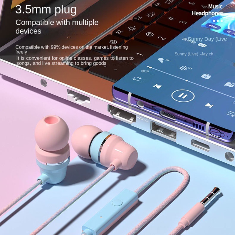 100% Asli Smilee Macron U24 Musik Ekstra Hi Fi Stereo Sound Earphone Dengan Mikrofon Built In untuk Semua Ponsel